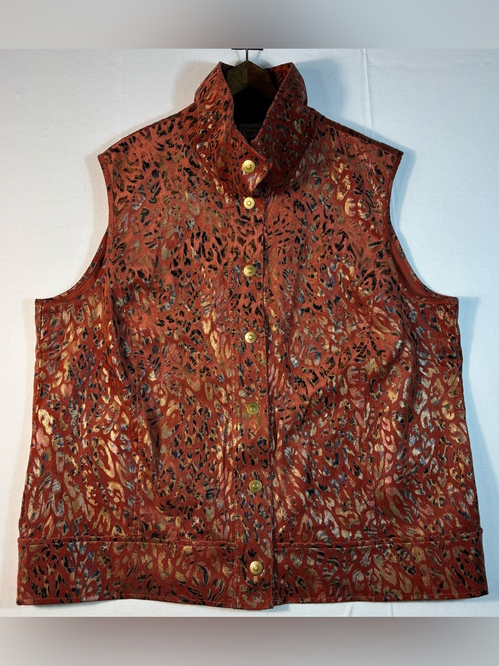 Company Collection Women’s 16 Sweet Potato Rust Metallic Animal-Print Vest